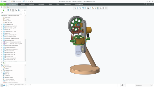 垂直斯特林引擎_ 3D CAD模型（CREO参数）缩略图
